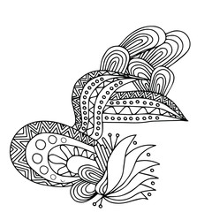 Coloring book page. Ethnic style. Line art. Creative abstraction. Decorative hand drawn element. Vector EPS 10.