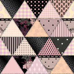 Patchwork textile pattern. Seamless quilting design background.