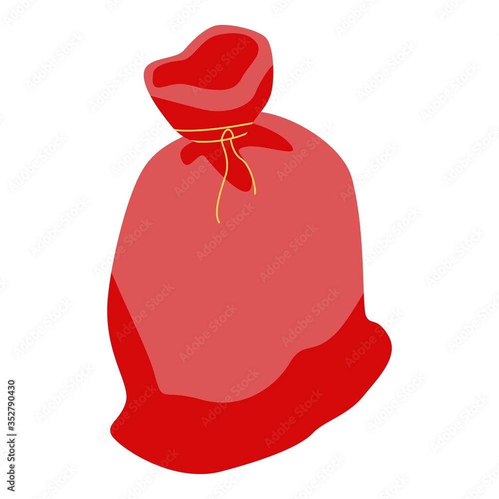 Poster red textile sack icon. isometric of red textile sack vector icon for web design isolated on white ba