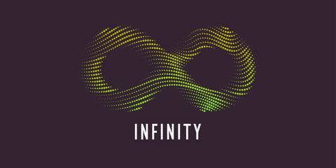 Dynamic waves form a sign of infinity. Vector modern illustration.