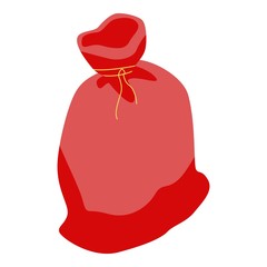 Red textile sack icon. Isometric of red textile sack vector icon for web design isolated on white background