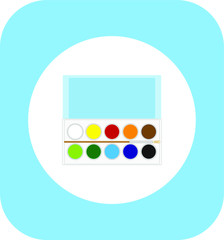 case of watercolors and brush. Illustrator for web and mobile design.