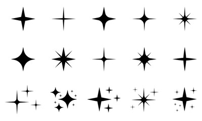 Sparkle star icon set. Twinkle symbol in flat design. Vector illustration. 
