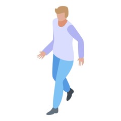 Boy running quest icon. Isometric of boy running quest vector icon for web design isolated on white background