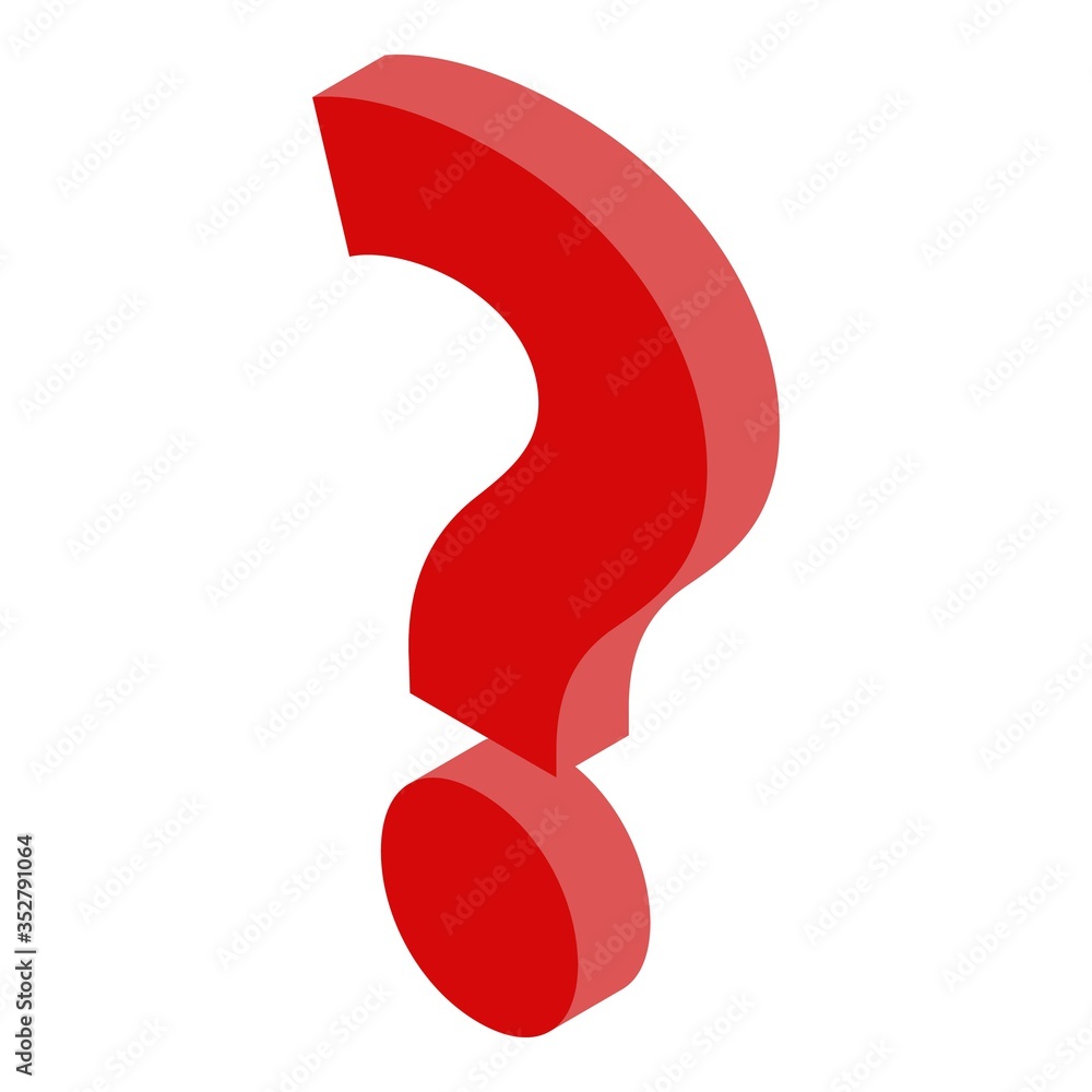 Poster quest red question icon. isometric of quest red question vector icon for web design isolated on whit