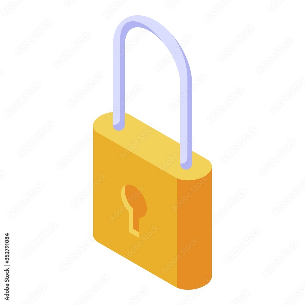 Poster quest padlock icon. isometric of quest padlock vector icon for web design isolated on white backgrou