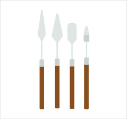 collection of brushes and spatulas to paint canvases. Illustrator for web and mobile design.