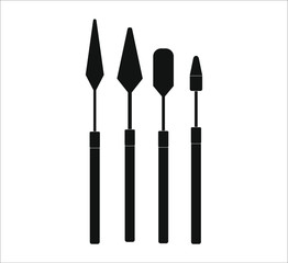 collection of brushes and spatulas to paint canvases. Illustrator for web and mobile design.