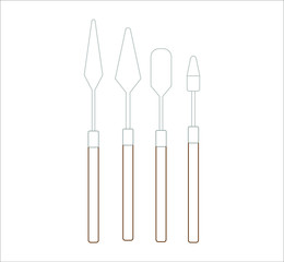 collection of brushes and spatulas to paint canvases. Illustrator for web and mobile design.