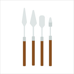 collection of brushes and spatulas to paint canvases. Illustrator for web and mobile design.