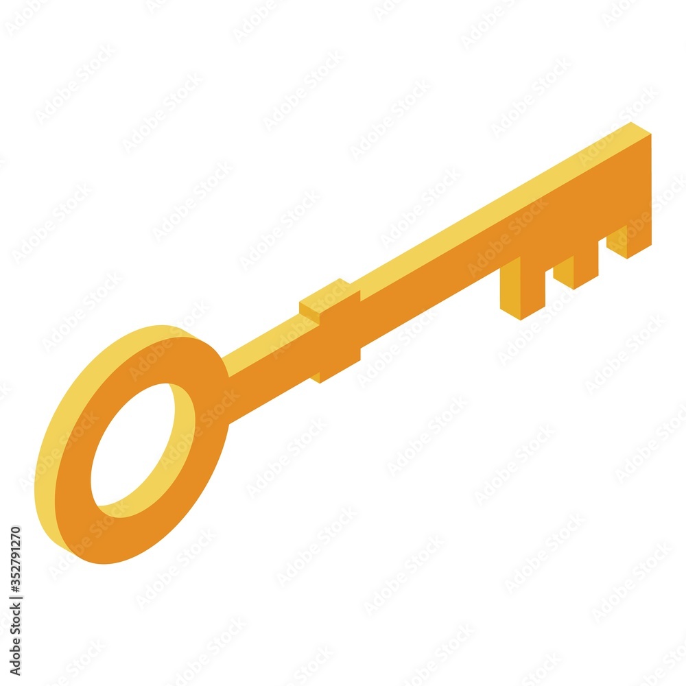 Poster quest gold key icon. isometric of quest gold key vector icon for web design isolated on white backgr