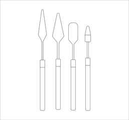 collection of brushes and spatulas to paint canvases. Illustrator for web and mobile design.