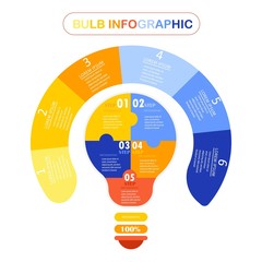 Light bulb  infographics number options template design vector. 