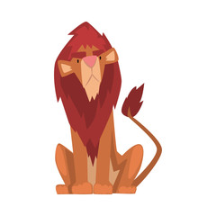 Funny Lion, Mammal Jungle Animal Character, Front View Cartoon Vector Illustration © topvectors