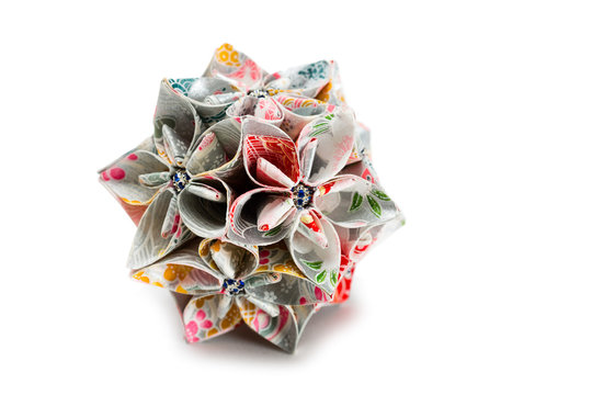Japanese origami art as kusudama ball