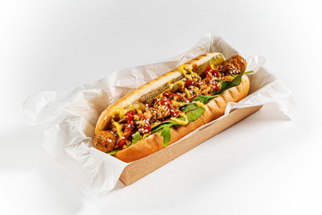 grilled hot dog on the white