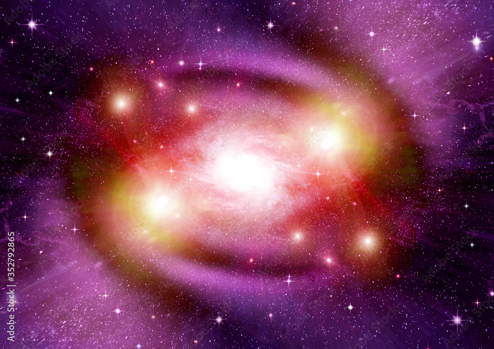 Poster galaxy in a free space. 3d rendering