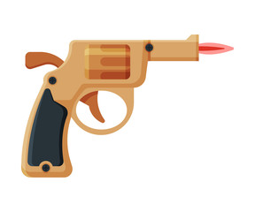 Fototapeta premium Retro Gun Pistol Shape Cigarette Lighter with Fire, Flammable Smoking Equipment Vector Illustration