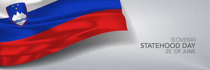 Slovenia happy statehood day vector banner, greeting card