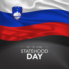Slovenia happy statehood day greeting card, banner, vector illustration