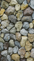 The walls made of many small stones were arranged artistically. Suitable for use as background images.