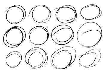 Hand drawn ink line circles or scribble circles vector collection
