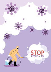 man with disinfection equipment stopping covid-19