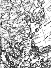 Fototapeta premium アンティークの世界地図 東アジア