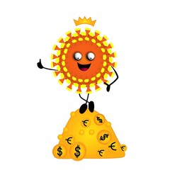 Funny character virus. Coronavirus. Impact on the global economy. Financial crisis. Vector illustration. Money and finance