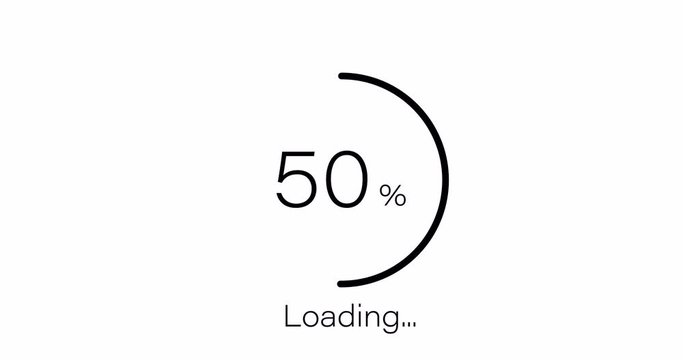Simple circular progress bar animation isolated on white background. Loading percentage indicator