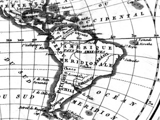 アンティークの世界地図　南米大陸