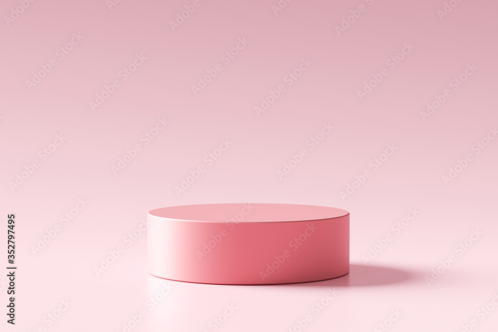 Leinwandbilder pink product display or showcase pedestal on simple background with cylinder stand concept. pink stu
