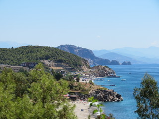 Fototapeta na wymiar Turkish coast. The view from the hill. Clear weather
