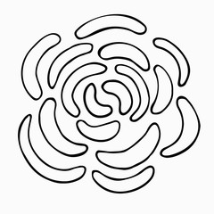  Simple flower in scandinavian style. Hand drawn doodle outline black clip art for icons or logo and cards.  Design for stickers and coloring. Stock vector illustration isolated on white background.