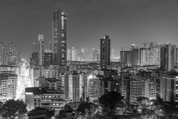 Naklejka na ściany i meble Skyline of Hong Kong city at night