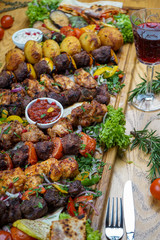 Delicious grilled meat and steak with fresh vegetable