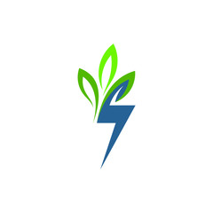 Leaf logo and thunder design illustration, medical logo 