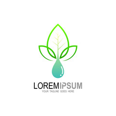 Water drop Logo Template vector illustration design, Drop logo and leaf icons