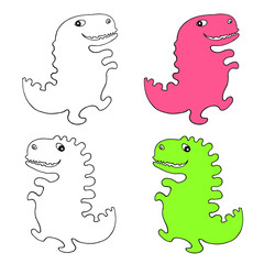 Funny dinosaurs. Children's coloring. Beautiful picture of dinosaurs for coloring. Children's rest. Poster, postcard, banner, background. T-shirt print.