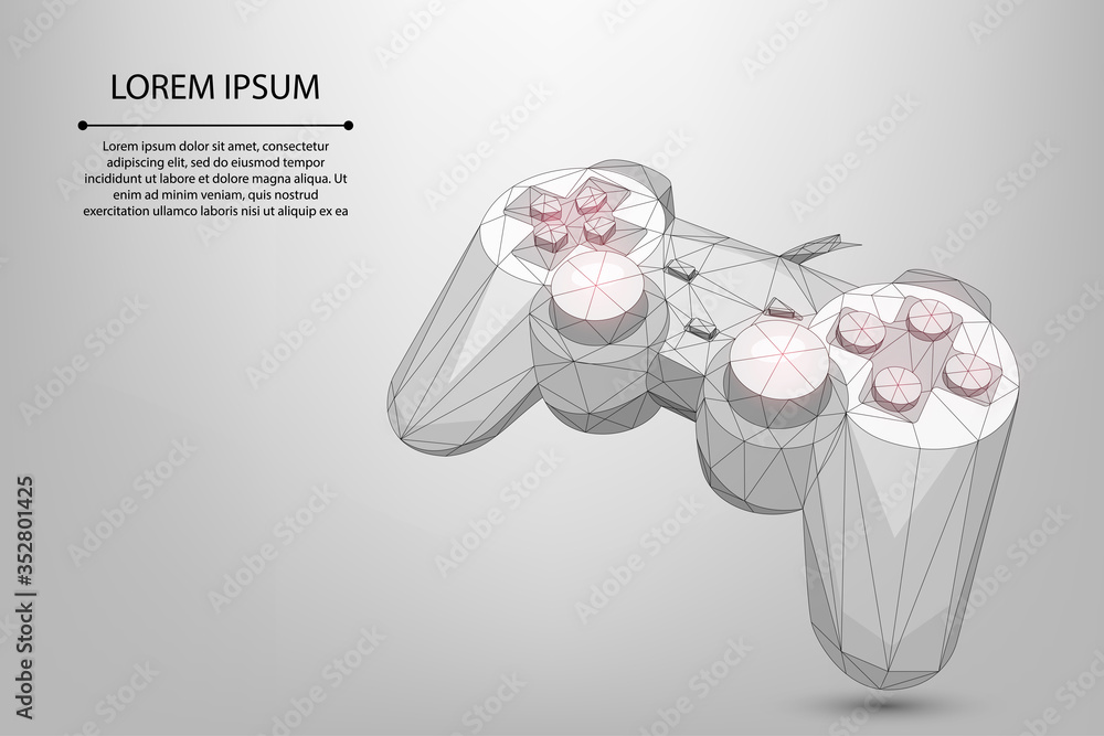 Aufkleber abstract mesh line and point gamepad for video games. low poly joystick illustration. vector polygon