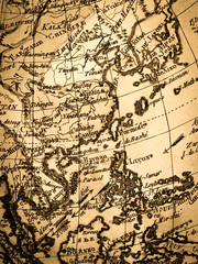 アンティークの世界地図　東アジア