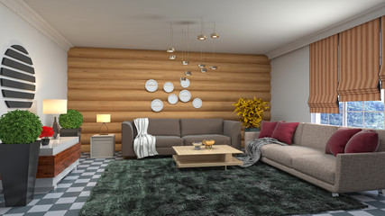 Interior of the living room. 3D illustration