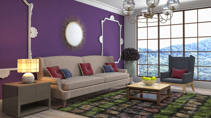 Interior of the living room. 3D illustration