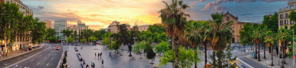 Fototapeta na wymiar Aerial view of Plaza Universitat in Barcelona. Catalonia,Spain