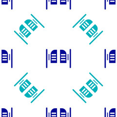 Blue Old western swinging saloon door icon isolated seamless pattern on white background. Vector Illustration