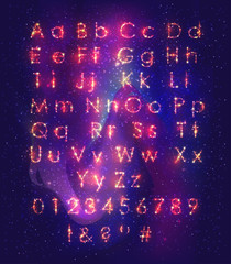 Cosmic alphabet, luminous letters © Katerinjiyuu