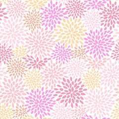Abstract floral watercolor seamless pattern with pink flower petals on white background. Hand drawn vector watercolor botanical ornament, painting for textile print, gift wrap, invitations, cards.