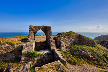Image of Grosnez Castle keep constructed circa 1330 and located in the North West corner of Jersey...