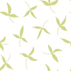 Beautiful pastel seamless pattern of abstract leaves on a white background. Floral background from green leaves for textile, wallpaper, print, postcard.