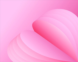 Heart shaped pink paper Layered pages on a pink background.